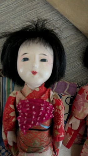 Konvolut 3 alte antike Komposition asiatische Puppen japanische & Puppenmöbel - Bild 9 von 22