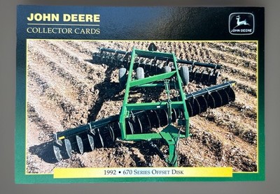 John Deere Collector Card featuring the 1992 670 Series Offset Disk Card # 56