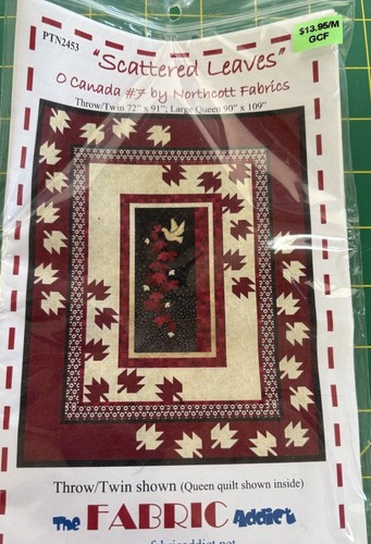 Northcott Fabrics -Scattered Leaves Quilt Pattern - O Canada - Throw Twin Queen