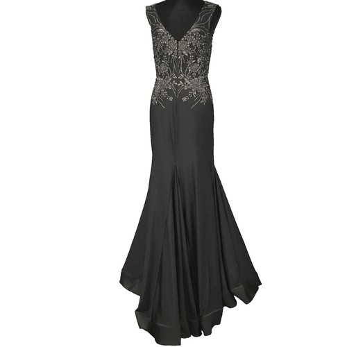 Let’s Dress Evening Gown Womens Medium Beaded Formal Sleeveless Silver Black M 7 - Picture 2 of 14
