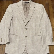 Jos A Bank GORDON Mens Sport Coat Two Button Herringbone Silk Wool 42R 42 Reg