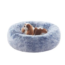 BedStill 30" Donut Dog Bed for Medium Dogs, Calming Fluffy Round Pet Bed