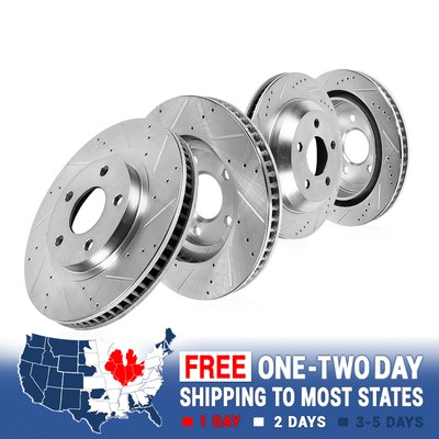 GS350 Front Black Drill Slot Brake Rotors+Ceramic Brake Pads Fits Lexus GS450h