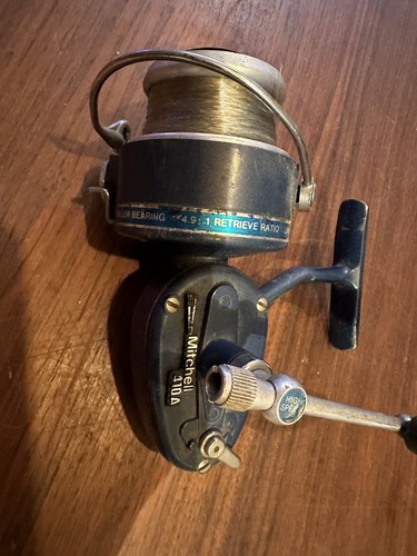 Mulinello da pesca vintage Mitchell 410 A, con bobina in lega - Foto 5 di 8