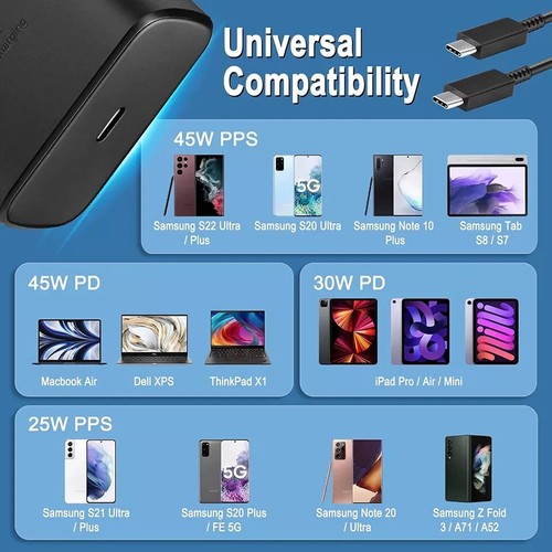 Genuine 45W Super Fast Charger Adapter Plug USB-C Type C For Samsung Phones - Picture 2 of 12