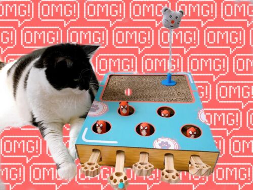 Cat Puzzle Toy |Cat Scratcher | Whack a Mole Game |Durable Pet Gift |Cat Gift - Picture 4 of 12