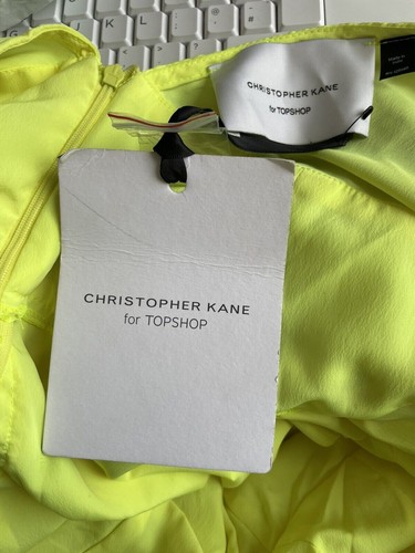 CHRISTOPHER KANE TOPSHOP NEON YELLOW BABYDOLL MINI DRESS UK 14 EU 42 US 10 BNWT - Picture 10 of 12