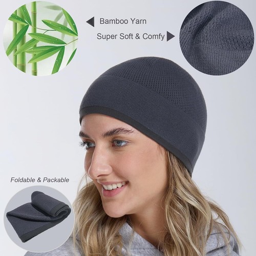 Fodera per casco con cappuccio teschio leggero in bambù per uomo taglia unica, nero/grafite  - Foto 3 di 6