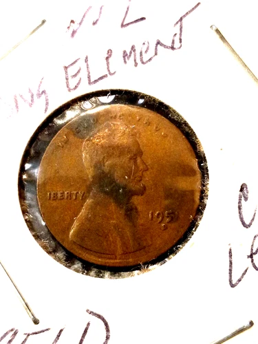 1951 D Wheat Penny - One Cent US Coin Error NO ( L ) CUT LETTERS ON RIM DD