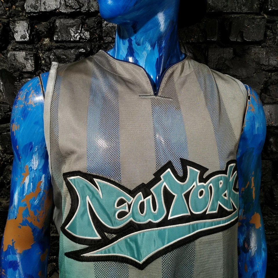 Camiseta deportiva de baloncesto New York All Star Pro vintage de los 90 sin mangas de poliéster para hombre L Foto 3 de 4