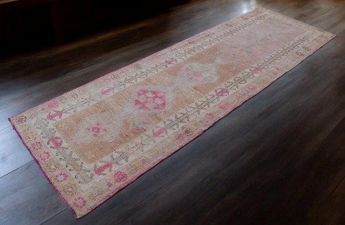 3x10 ft Runner Rug Turkish Oushak Rug HandMade Muted Hallway Rug actu 3.1x9.9 ft