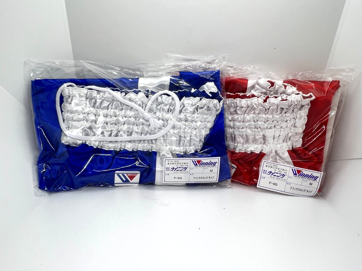 ウイニングボクシングショーツ Winning Boxing Trunks Pants Blue or Red Long Type Side White