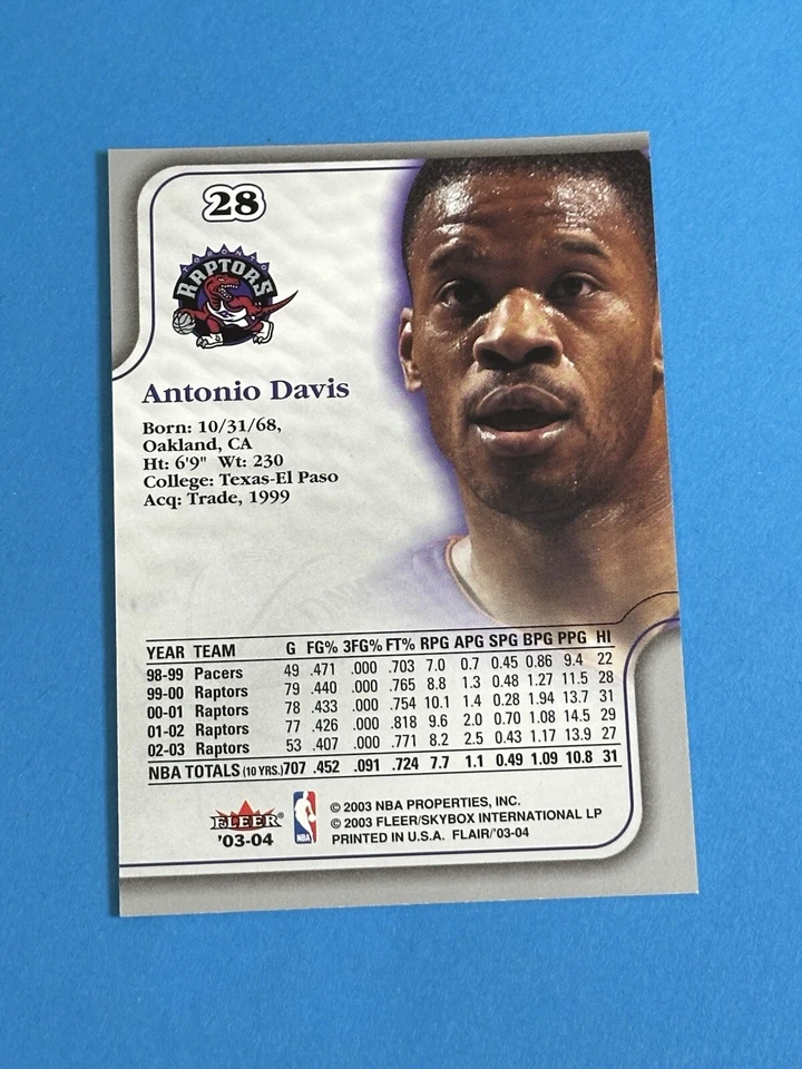 2003-04 Flair Antonio Davis #28 Toronto Raptors (Q) - Image 2 of 2