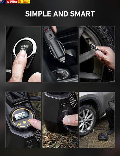 Car Tyre Inflator Portable Air Compressor, DC 12V Auto-Off Electric Tyre Pump wi - Picture 8 of 9
