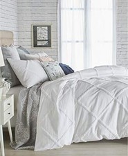 Chenille Lattice 100 Cotton Duvet Cover King White
