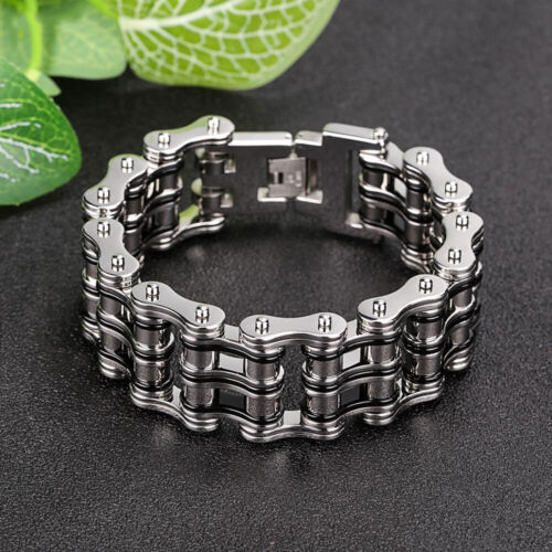 Para hombre Punk Pulsera Cadena de Motocicleta 316L Acero Inoxidable Bicicleta Cadena Pulsera - Imagen 29 de 30