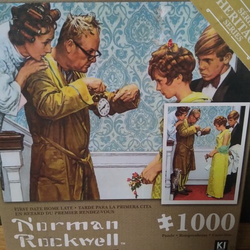 Norman rockwell 1,000 pc puzzle "First Date Home Late" - see description - Picture 2 of 13