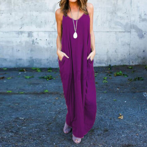 Summer Slip Dress Casual Beach Holiday Shirt Dress Sundress Midi Dress Women - Picture 30 of 100