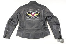 womens polaris victory jacket L black leather biker motorcycle riding studs zip