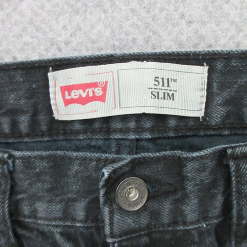 Levi's 511 Boy Jeans Size W27XL27 Slim Fit Solid Black Denim Cotton Blend - Picture 8 of 10