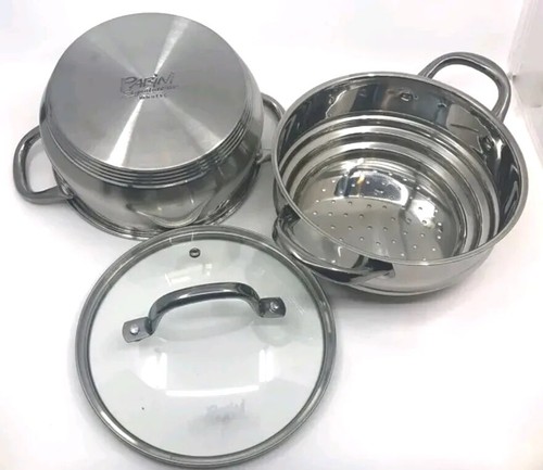 Forno Olandese Parini 3,5 Qt con Coperchio Vaporiera Acciaio Inox Serie Firma Nuovo - Foto 2 di 7