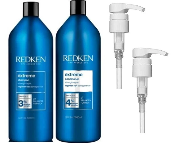 REDKEN EXTREME SHAMPOO 1 LITRE AND CONDITIONER 1 LITRE WITH PUMPS