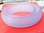 glass posy ring / circle flower vase, low, opaque blue grey tone, vintage, VGC