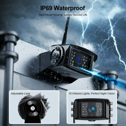 Digital Wireless 7" QUAD Monitor Splitscreen Parking Rearview Camera DVR 12V 24V - Picture 10 of 12