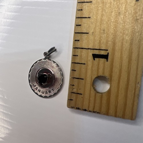 S 925 Sterling Silber Retro Münze Anhänger Rot CZ Herz Januar Geburtstag Geschenk - Bild 3 von 7
