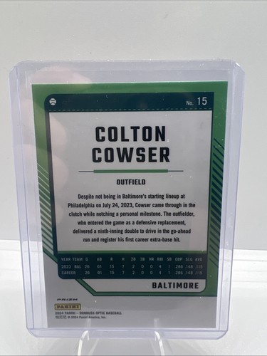 2024 Donruss #15 Colton Cowser Optic Orange Velocity Prizm Baltimore - Picture 2 of 2