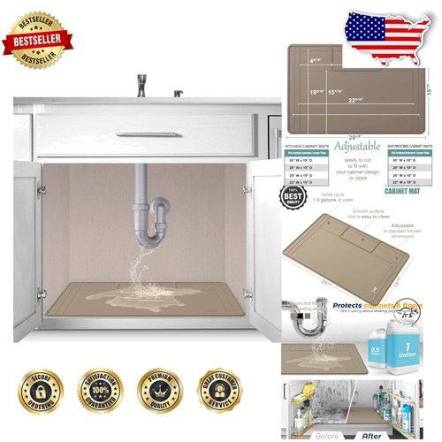 The Original Adjustable Under Sink Mat - Waterproof & Flexible Silicone Design