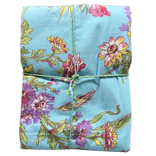 April Cornell Wildflower Aqua Pink Purple Yellow Floral Tablecloth 70" R Summer - Picture 3 of 8