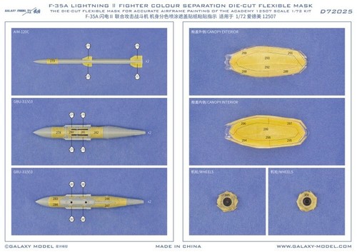1/72 F-35A Lightning II Fighter Color Separation Mask for Academy 12507 Model - Picture 6 of 6