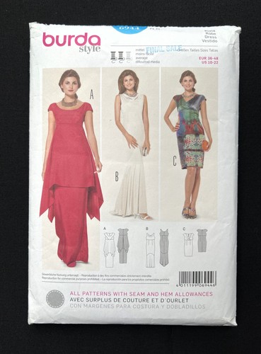 Burda 6944 Misses Dress with Length & Bodice Variations 2014 Pattern 10-22 Uncut - Picture 1 of 2