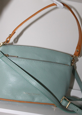 NWOT DIVINA FIRENZE Leather Lilla Light Green Convertible Crossbody Bag ITALY