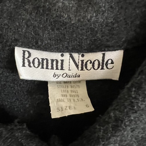 Vintage Y2K Ronni Nicole Size 6 Gray Short Sleeve Collared Maxi Knit Dress - Picture 7 of 7