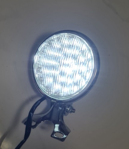 Pair of Powerful LED Spotlights 4 3/4" Motorcycle Steel Chrome Sidelight 12V-35W - Picture 3 of 9