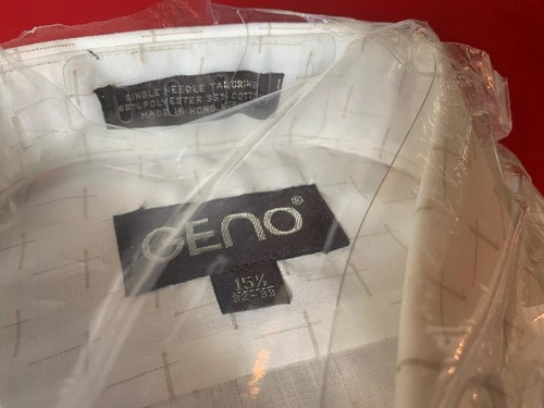 Geno Mangas Largas Camisa de Vestir Hipster Deadstock 15 1/2 32-33 Mediados de Siglo Nueva - Imagen 9 de 12
