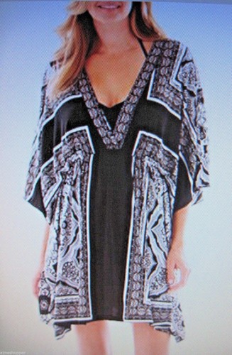Portocruz Schwimmen Überziehen SMALL schwarz/weiß modern Kimono Tribal Print S Neu mit Etikett - Bild 9 von 9