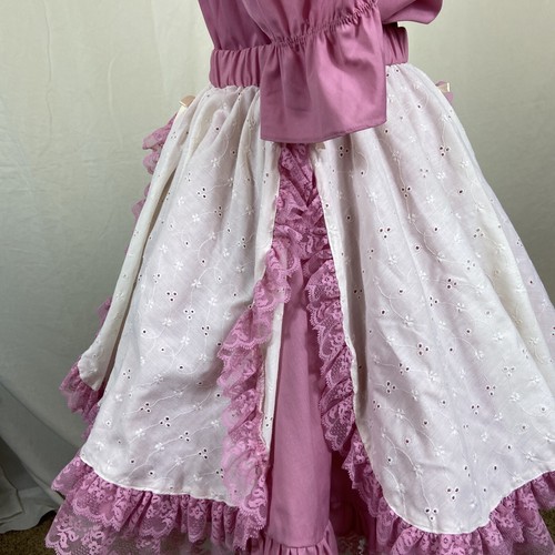 VESTIDO CUADRADO DE BAILE 2 piezas falda blusa malva marfil ojales adorno de encaje rosa - Imagen 7 de 12