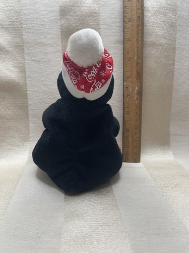 Coca Cola 1997 Penguin Snowflake Cap Bow Tie Mini Soda Bottle Bean Bag Plush Toy - Picture 2 of 3