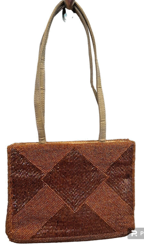 Anna Cecere Gold - Bronze Perlen Umhängetasche Abendhandtasche - Bild 1 von 5