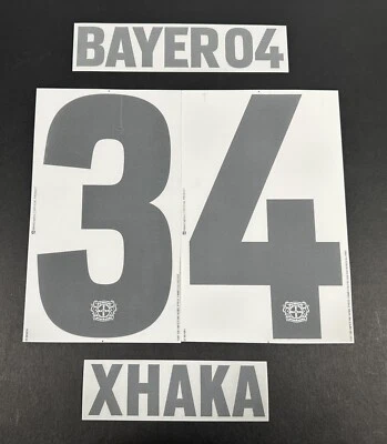 DEKO GRAPHICS 2023 2024 DekoGraphics BAYER LEVERKUSEN XHAKA 34 AWAY PLAYER SIZE NAME SET