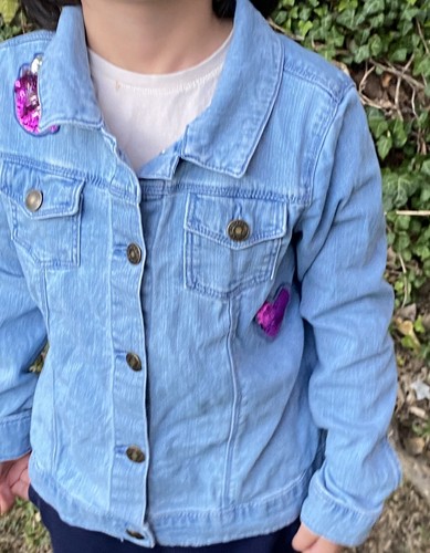 carters kids girls unicorn and hearts jean jacket sz. 8 EUC - Picture 2 of 4