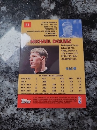 1999-2000 Bowman's Best Gold Foil Michael Doleac #51 Magic - Picture 4 of 4
