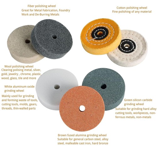 3 inch Buffing Polishing Wheel Kits(7 Pieces)for Mini Bench Grinder/Bench Buffer - Picture 2 of 7