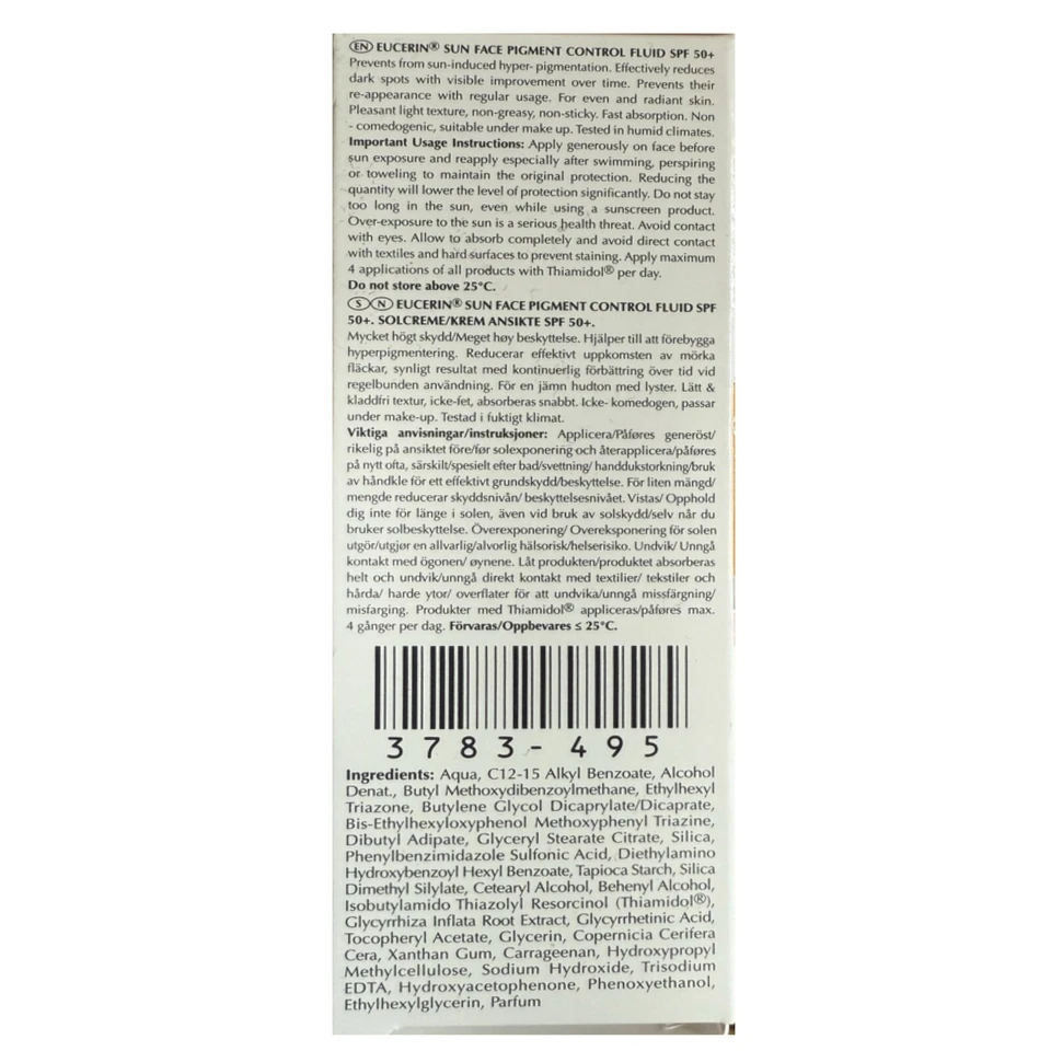 EUCERIN SUN FLUID CONTROL DE PIGMENTOS SPF50 + 50ML Exp. Fecha: 04/2028 Foto 3 de 4