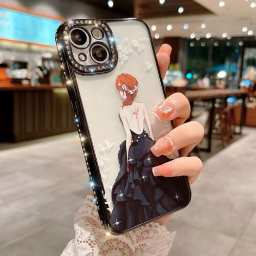 Luxury Girl Diamond Crystal Phone Case For iPhone 15 14 13 12 11 Pro Max XR XS - Picture 16 of 23