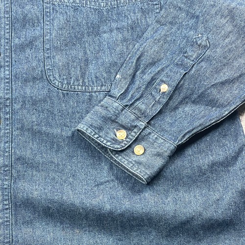 Vintage LEE Denim Shirt Mens Large Blue Denim Heavy Cotton Western Cowboy - Picture 4 of 10