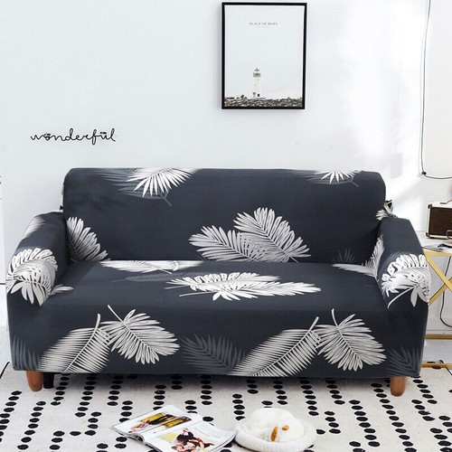 Bedruckte Sofaabdeckungen Wohnzimmer schützen Staubschutz Elastisch Slipper 1/2/3/4 Sitz - Bild 47 von 54